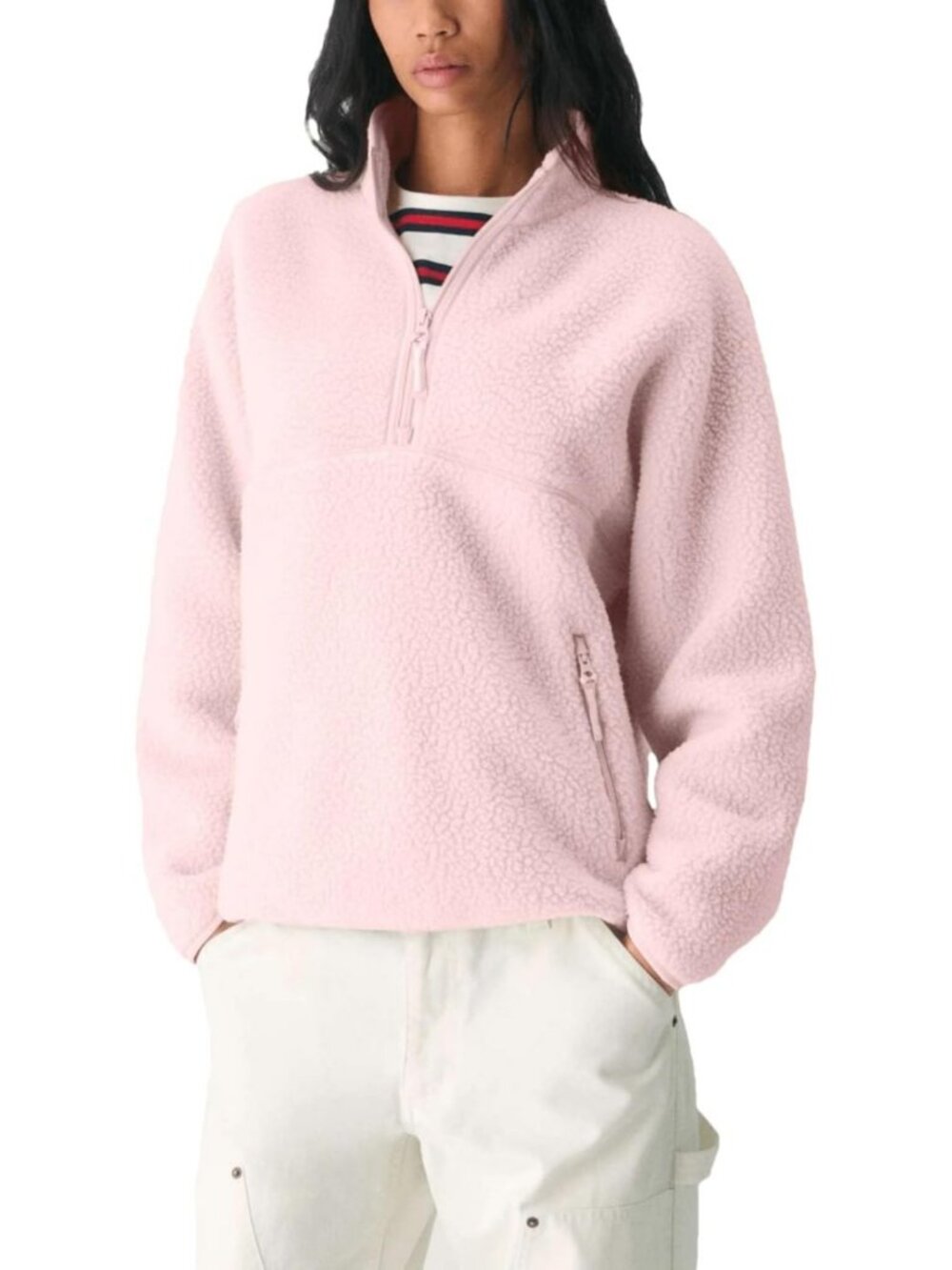 Cozy Women's Quarter Zip Fleece Pullover | Soft Sherpa Jacket for Winter
